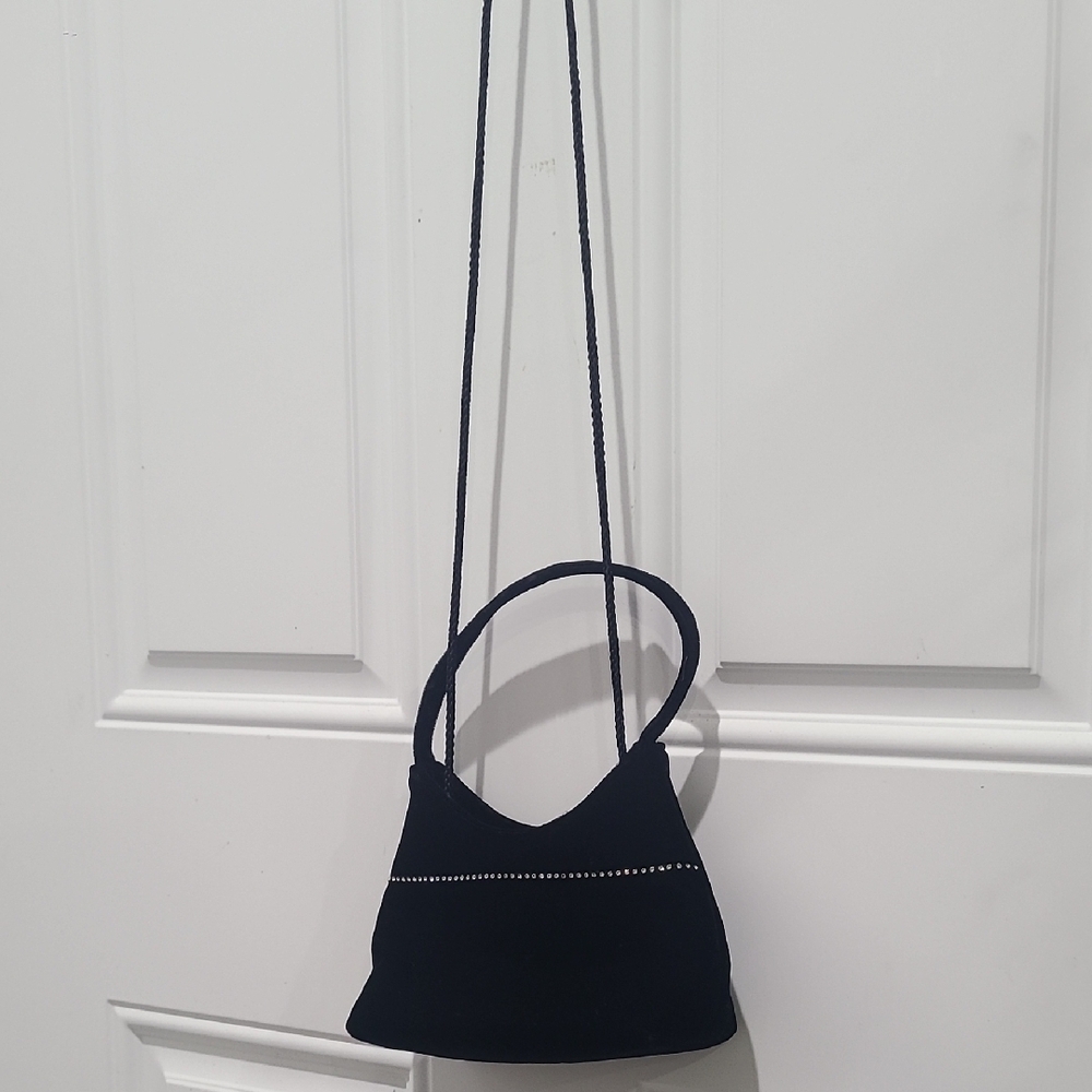 Black Shoulder Bag with Rhinestone Accent - Picture 6 of 9